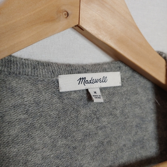 Madewell Ryder Cardigan Sweater Longline Heather Gray Medium M E0185 Wool Alpaca - Picture 6 of 9